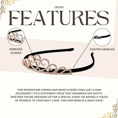 Rapidsflow Crown Alloy Steel Hair Bands With Stones for Girls and Kids (07) Gold - Image 4
