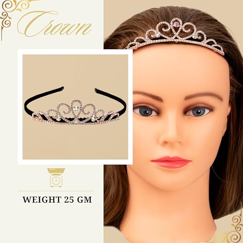 Rapidsflow Crown Alloy Steel Hair Bands With Stones for Girls and Kids (07) Gold - Image 2