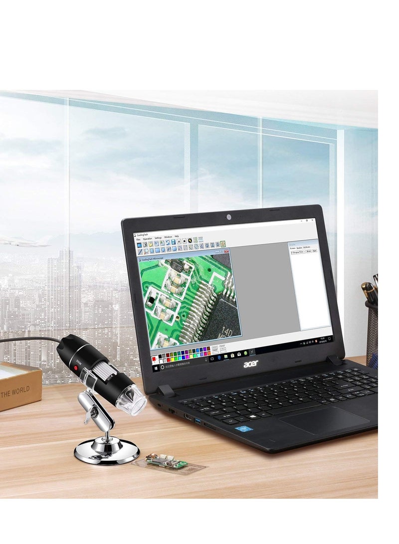 Bysameyee USB Digital Microscope 40X to 1000X, 8 LED Magnification Endoscope Camera with Carrying Case & Metal Stand, Compatible for Android Windows 7 8 10 11 Linux Mac  - Image 3