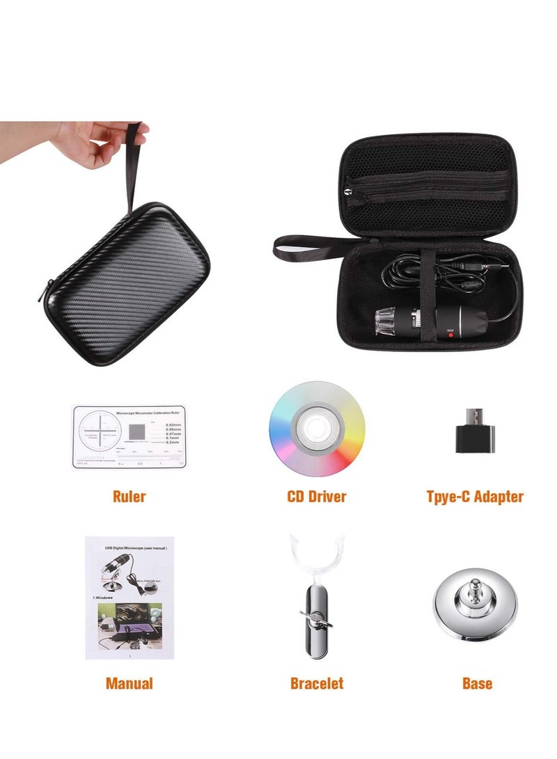 Bysameyee USB Digital Microscope 40X to 1000X, 8 LED Magnification Endoscope Camera with Carrying Case & Metal Stand, Compatible for Android Windows 7 8 10 11 Linux Mac  - Image 4