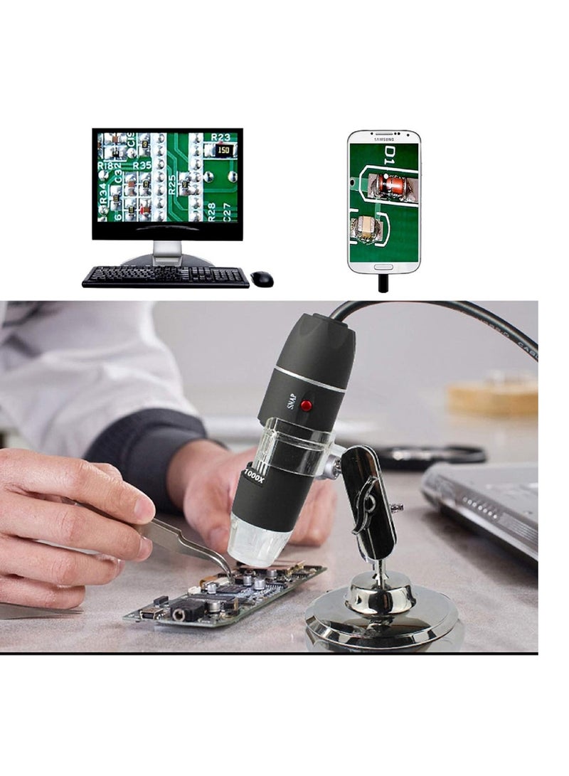 Bysameyee USB Digital Microscope 40X to 1000X, 8 LED Magnification Endoscope Camera with Carrying Case & Metal Stand, Compatible for Android Windows 7 8 10 11 Linux Mac  - Image 5