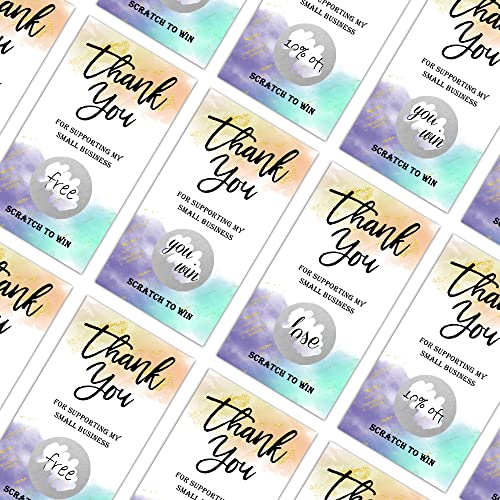 REWIDPARTY 50 Blank Thank You Scratch Off Game Cards Watercolor Thank You Cards Holiday Party Scratch Off Gift Cards Festival Raffle Tickets Christmas Holiday Party Supplies for Small Business - Image 5