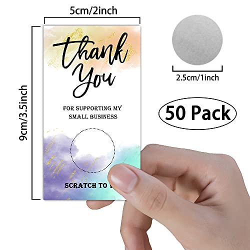 REWIDPARTY 50 Blank Thank You Scratch Off Game Cards Watercolor Thank You Cards Holiday Party Scratch Off Gift Cards Festival Raffle Tickets Christmas Holiday Party Supplies for Small Business - Image 2