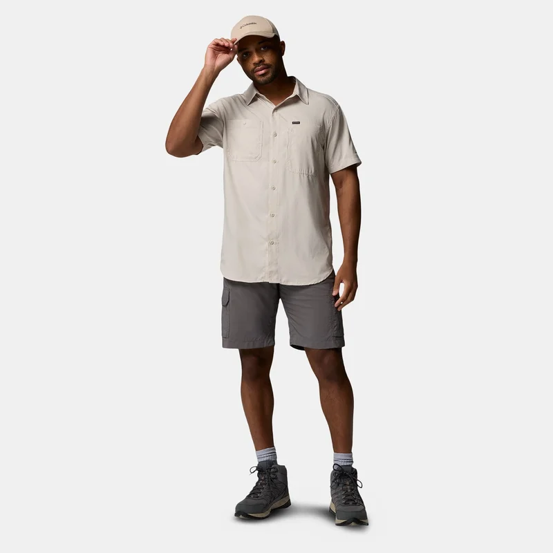 Columbia Beige Men's Silver Ridge Utility Lite Hiking Shirt for Men | Best Price UAE