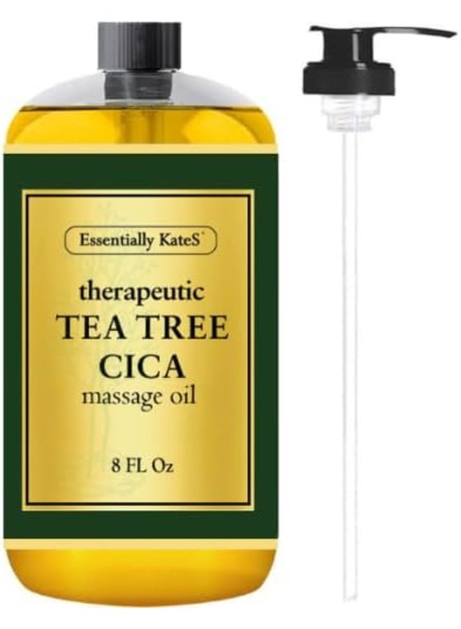 Essentially KateS Tea Tree Oil CICA Massage Oil 8 Fl Oz - Purifying, Invigorating and Hydrating - Soothes Sore Muscles and Joints - Centella asiatica - Image 1