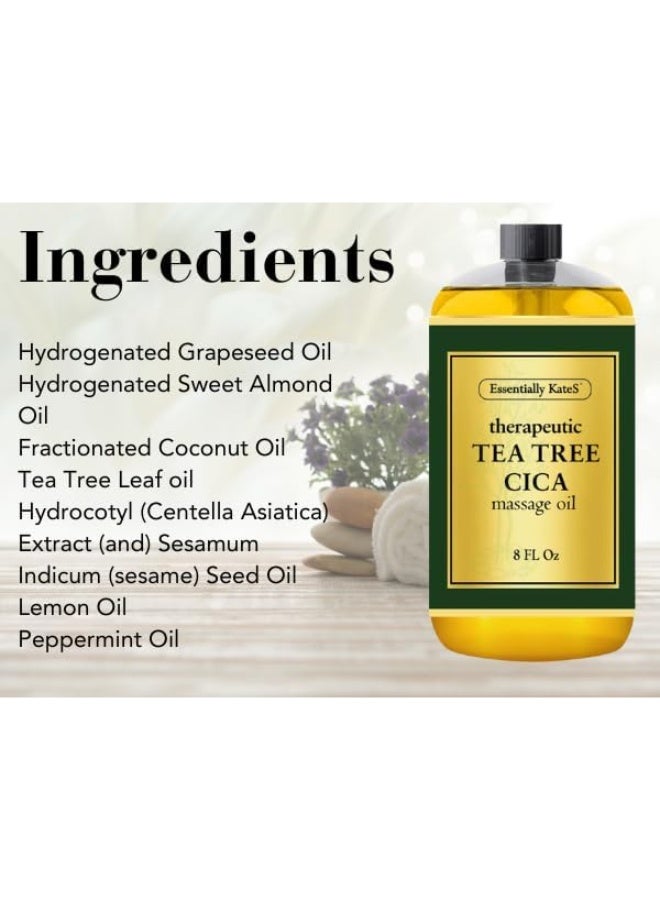 Essentially KateS Tea Tree Oil CICA Massage Oil 8 Fl Oz - Purifying, Invigorating and Hydrating - Soothes Sore Muscles and Joints - Centella asiatica - Image 3
