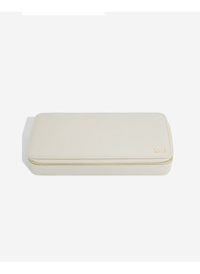 Stackers Sleek Necklace Zipped Travel Jewellery Box Oatmeal 