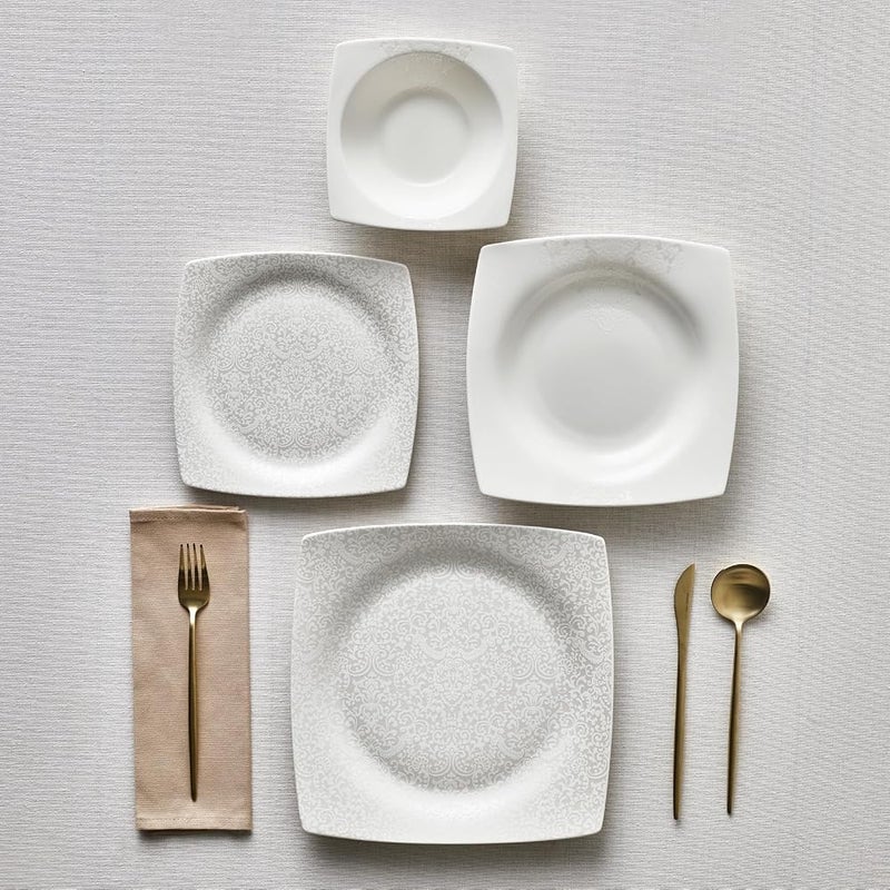 KARACA New Flava 24 Piece Porcelain Dinnerware Set for 6 People, Elegant Porcelain Dishware with Dinner, Pasta, Side Plates, Bowls, Kitchen Essentials Durable, Resistant, Ideal for Dinner Serving - Image 2