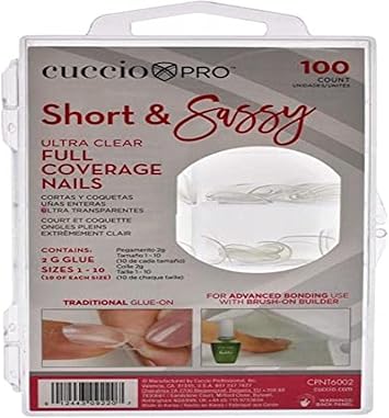 Cuccio Pro Ultraclear Short and Sassy Full Coverage Nail Tip 100 Pieces Multicolor