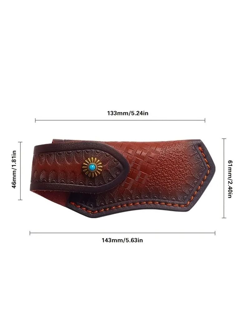 Generic Leather Knife Sheath - Foldable Pocket Knife Holster in Dark Brown - Image 2