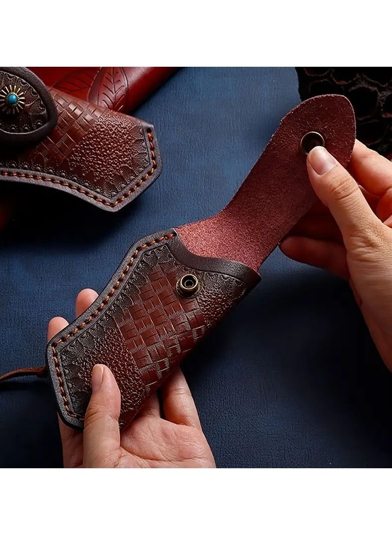 Generic Leather Knife Sheath - Foldable Pocket Knife Holster in Dark Brown - Image 5