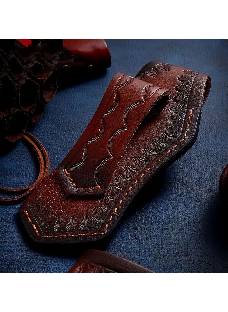 Generic Leather Knife Sheath - Foldable Pocket Knife Holster in Dark Brown - Image 4