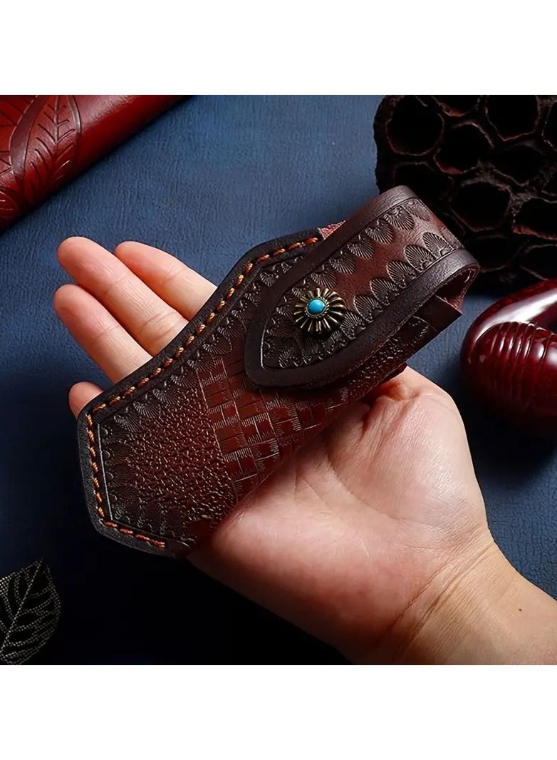 Generic Leather Knife Sheath - Foldable Pocket Knife Holster in Dark Brown - Image 3