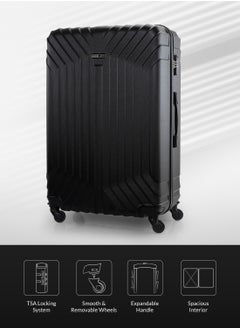 PARAJOHN Winso ABS Hardside Spinner Check In Large Luggage Trolley 28 Inch Black  - Image 2