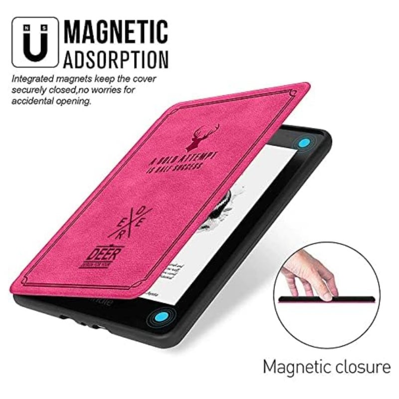 Moca غطاء كيندل بيبر وايت الجيل 12 7" (2024) وغطاء كيندل كولور سوفت 7" (2025) - جلد، تصميم نحيف، وظيفة النوم/الاستيقاظ التلقائي، إغلاق مغناطيسي، متين، خفيف الوزن (وردي ساخن) - Image 3