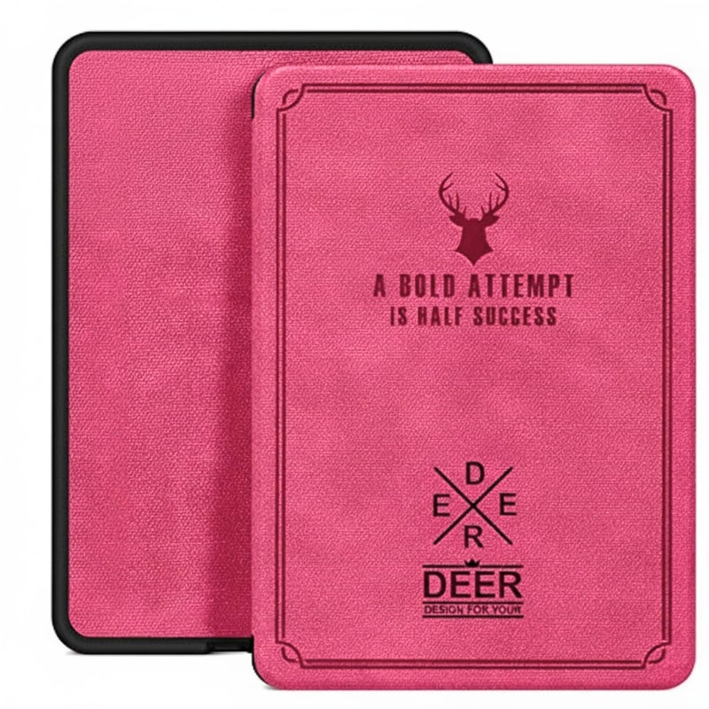 Moca غطاء كيندل بيبر وايت الجيل 12 7" (2024) وغطاء كيندل كولور سوفت 7" (2025) - جلد، تصميم نحيف، وظيفة النوم/الاستيقاظ التلقائي، إغلاق مغناطيسي، متين، خفيف الوزن (وردي ساخن) - Image 1