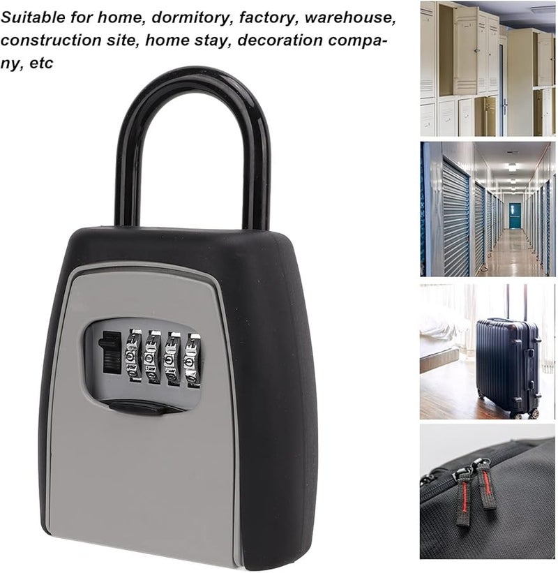 Aluminum Alloy Key Lock Box 4 Digit Combination Resettable Portable Hanging Safe For Home Warehouse - Image 3