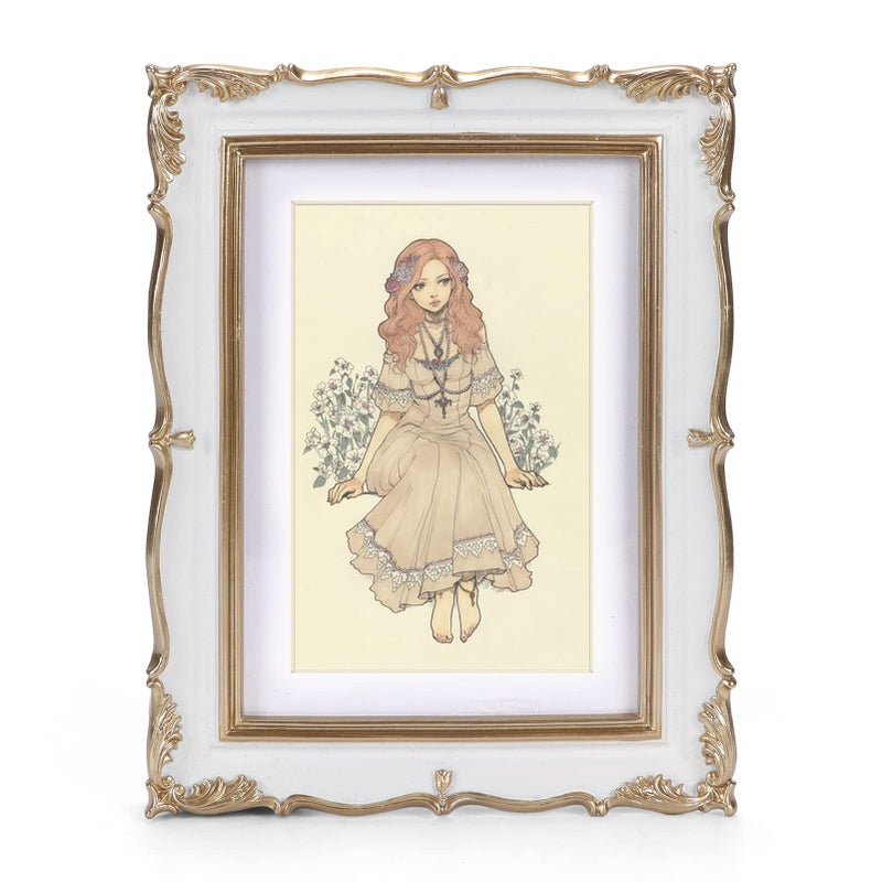 PHAREGE Vintage Picture Frame 5x7 White Gold 5 by 7 Ornate Decorative Antique Frame with Mat for 4x6 Photo Fancy Matted Frame for Desktop or Wall Horizontal or Vertical