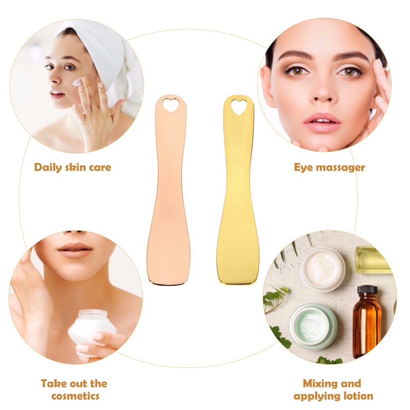 2Pcs Zinc Alloy Face Cream Spoon Make up Skin Care Tool (Golden and Rose ) - Image 4