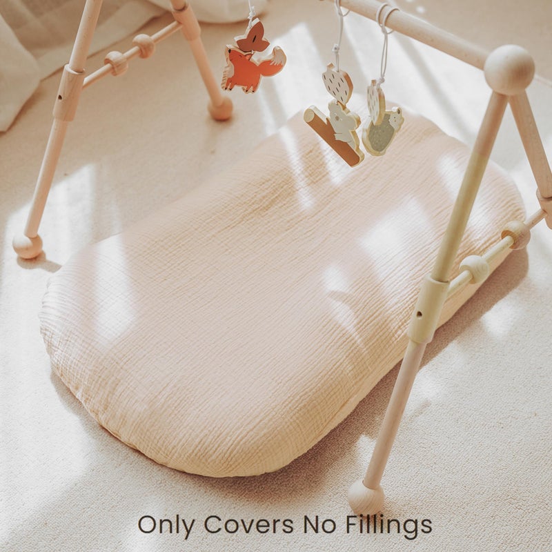 Konssy Muslin Baby Lounger Cover 2 Pack, 100% Cotton Newborn Lounger Cover, Soft and Breathable Baby Nest Slipcover for Boys Girls (Green,Wheat) - Image 4