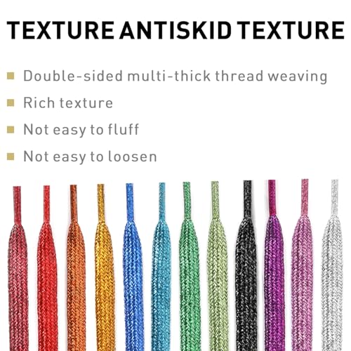 NDTEZUGT Flat Metallic Glitter Shoe Laces for Sneaker,5/16"(8mm) Sparkly Colorful Bling Sparkle Shoelaces Replacement Strings (Silver,54"/140cm) - Image 4