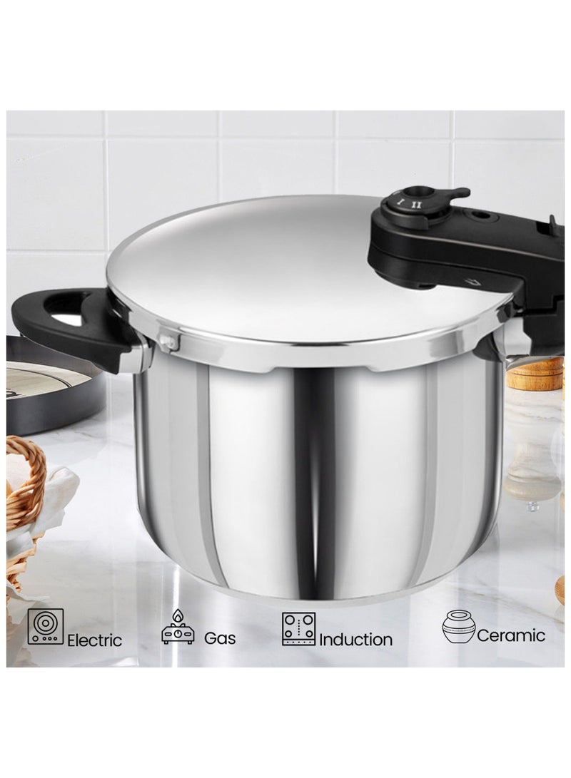 Bright Home 6Liters 6 Ltr Pressure Cooker, Stainless Steel Pressure Cooker With Lid User Friendly Handles For Home Kitchen Silver - Image 4