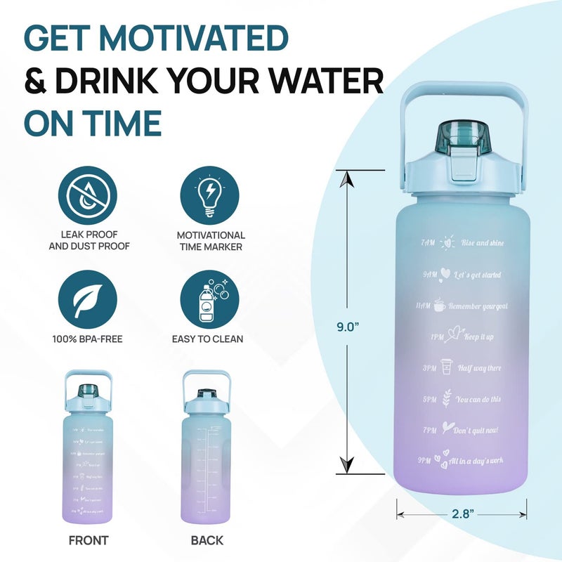 Sukee Sports Fitness Gym Water Bottle Unbreakable Spirit Motivational Water Bottle Leakproof Bpa Free Fitness Sports Water Bottle Set Of 3 Multi Color Plastic 3 L - Image 5