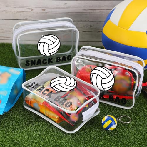 Yeyeplum 12 Pcs Volleyball Snack Bags for Team Gifts Volleyball Goodie Treat Candy Pouch Bags Clear PVC Waterproof with Zipper Party Favors for Team Ground Birthday Gifts Sport Supplies - Image 3