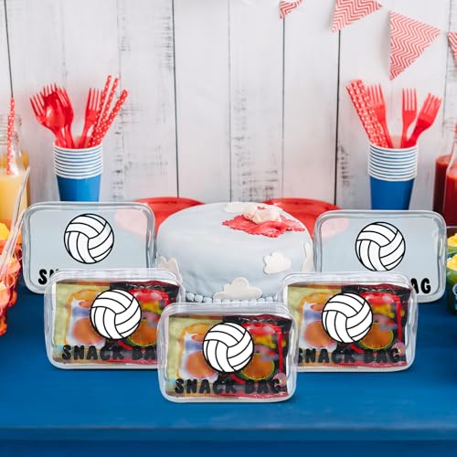 Yeyeplum 12 Pcs Volleyball Snack Bags for Team Gifts Volleyball Goodie Treat Candy Pouch Bags Clear PVC Waterproof with Zipper Party Favors for Team Ground Birthday Gifts Sport Supplies - Image 5