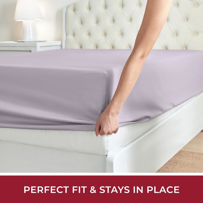 Mellanni Queen Fitted Sheet - Iconic Collection Bedding Sheets with up to 16 inch Deep Pocket - Soft & Cooling - Fade & Stain Resistant - 1 PC (Queen, Lavender) - Image 5