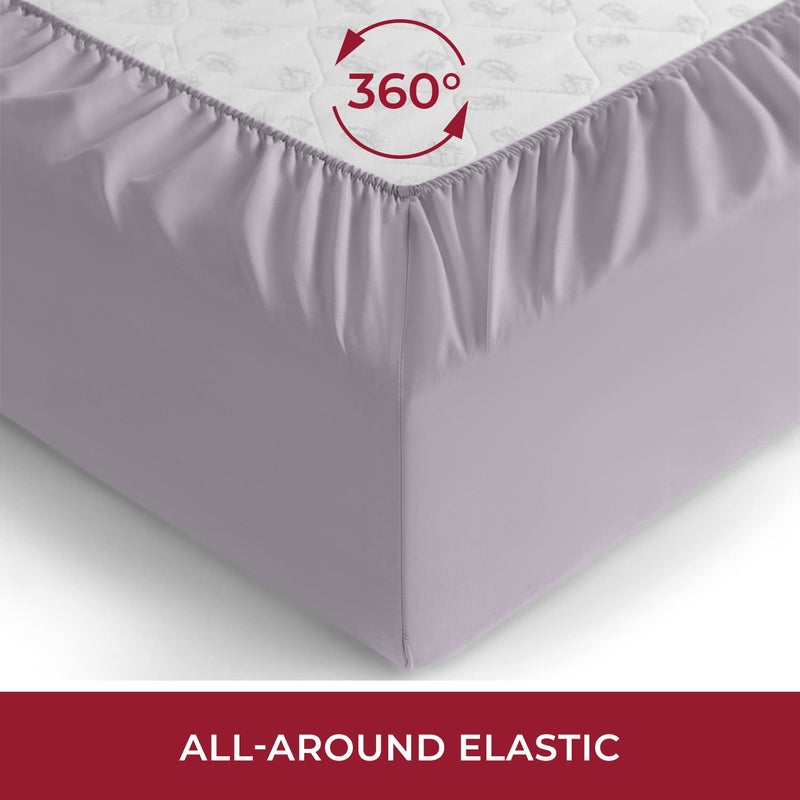 Mellanni Queen Fitted Sheet - Iconic Collection Bedding Sheets with up to 16 inch Deep Pocket - Soft & Cooling - Fade & Stain Resistant - 1 PC (Queen, Lavender) - Image 4
