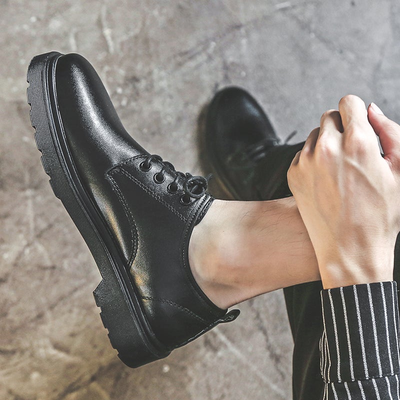 Men''s Black Business Formal Leather Shoes, Men''s Height-Increasing Spring Breathable Casual British Style Groom''s Wedding Shoes - Image 5
