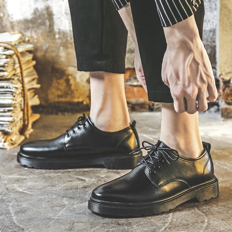 Men''s Black Business Formal Leather Shoes, Men''s Height-Increasing Spring Breathable Casual British Style Groom''s Wedding Shoes - Image 3