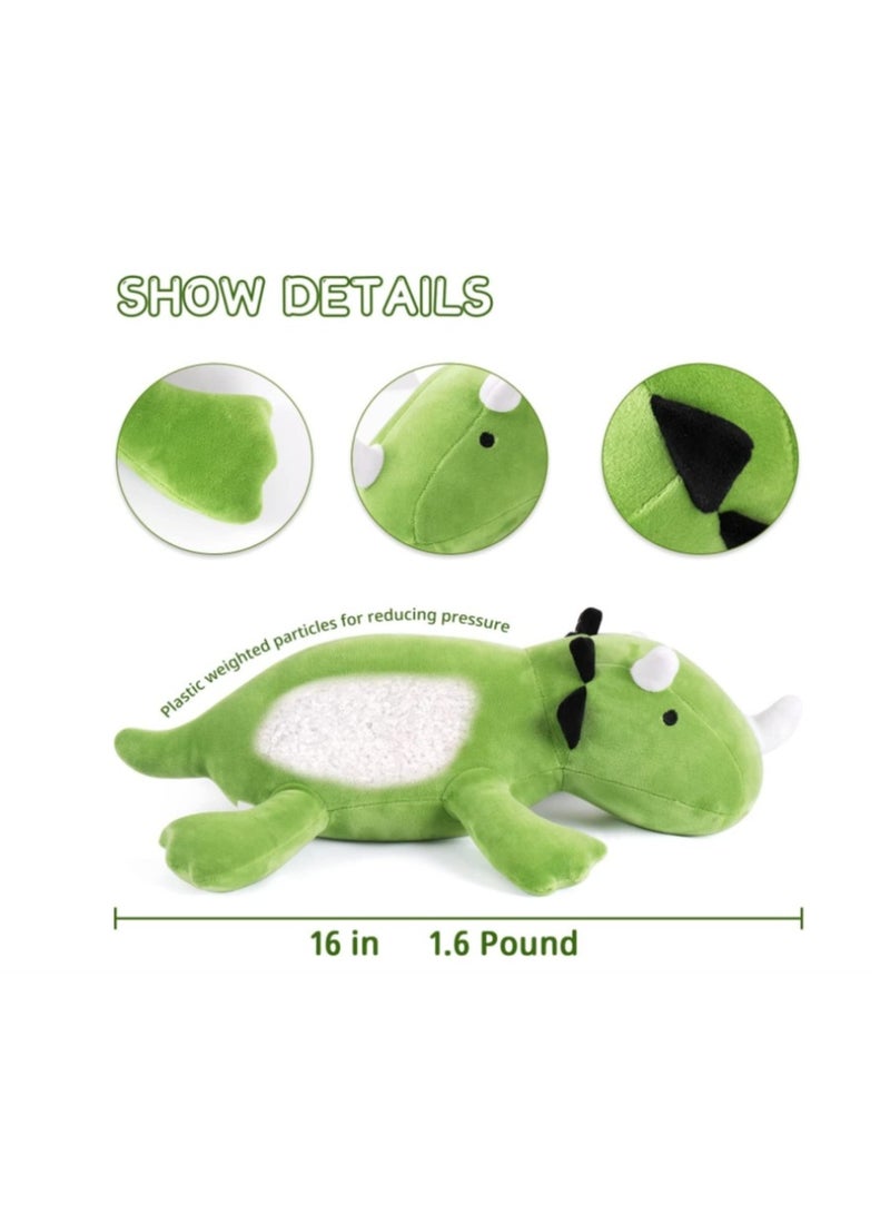Dinosaur Weighted Stuffed Animals 16 inch Green Dino Stuffed Plush Animal Throw Pillows  Kawaii Plushies Hugging Toy Gifts for Kids - Image 4