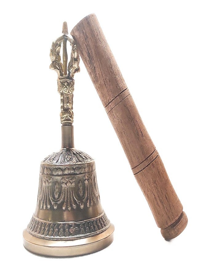 Plus Value Pure Brass Tibetan Om Bell Feng Shui Vastu Meditation Sound Healing, Spiritual Gifting, Indian Handicraft Products Home, Office Temple Decor Buddhist Positivity Peace Calm Relax (Small) - Image 2