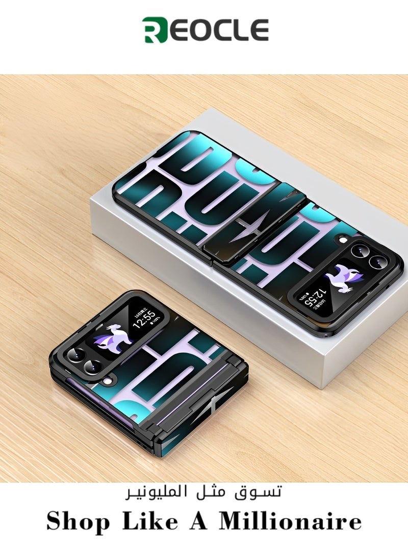 REOCLE Samsung Galaxy Z Flip 4 3 Case with Hinge Protection Full Cover Slim Case Luxury Phantom Plating Phone Case Electroplated Trendy Letter Phone Case for Galaxy Z Flip 4 3 - Image 1
