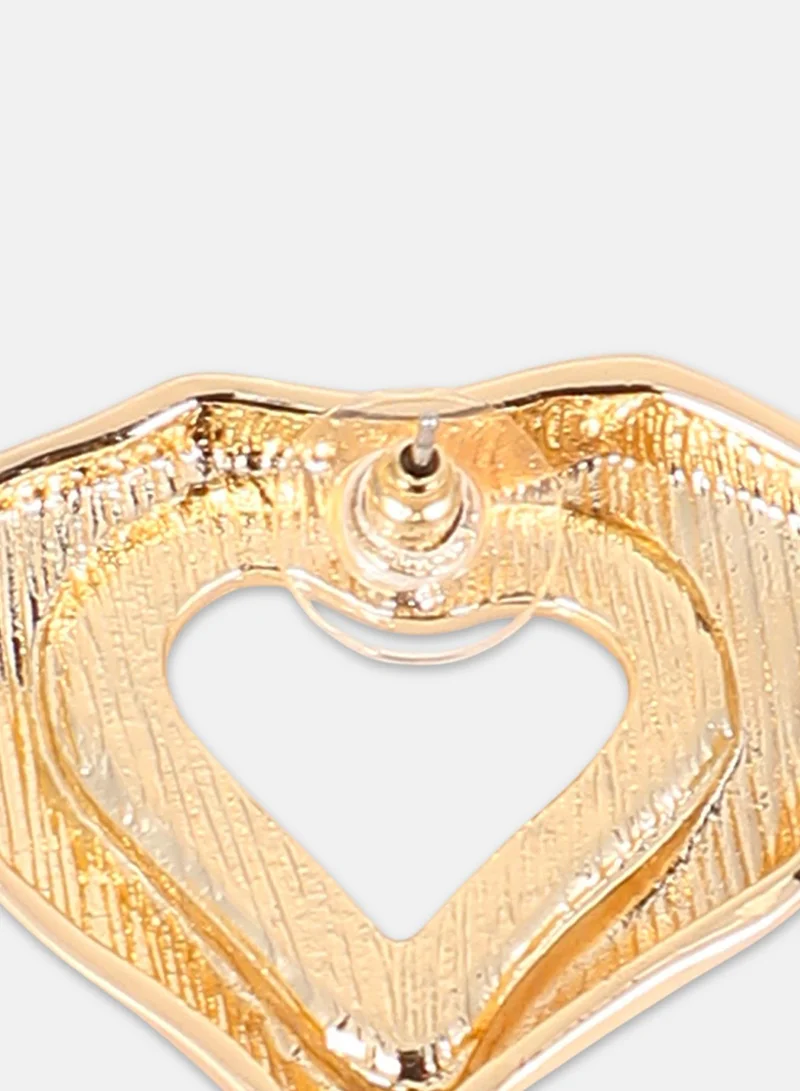 Sohi  Women The Coeur-Edge Stud Earrings | California Gold Colour | One-Size | Artificial Stone Alloy Material | Push Back Closure | Earrings For Casual & Evening Wear for Women | Best Price UAE