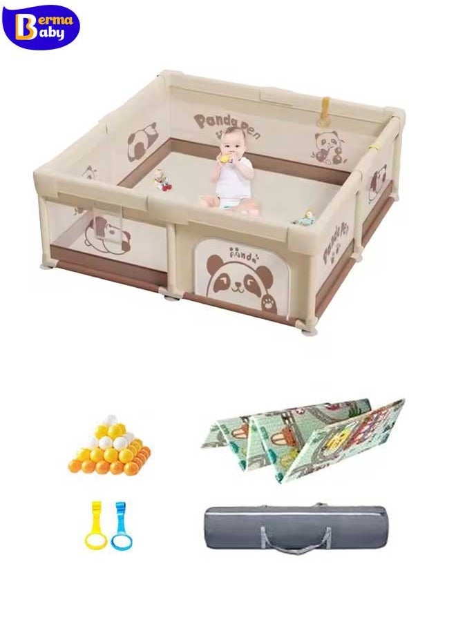 Berma Baby Baby Playpen with Mat-Baby and Toddler Fence 150 x 180cm Baby Fence Play Area Portable Children's Activity Centre Non-Slip Suction Cups and Soft Breathable (Leo)  - Image 1