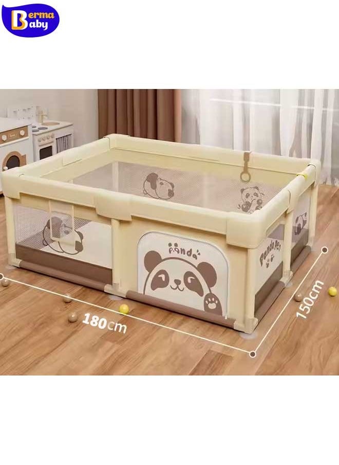 Berma Baby Baby Playpen with Mat-Baby and Toddler Fence 150 x 180cm Baby Fence Play Area Portable Children's Activity Centre Non-Slip Suction Cups and Soft Breathable (Leo)  - Image 3