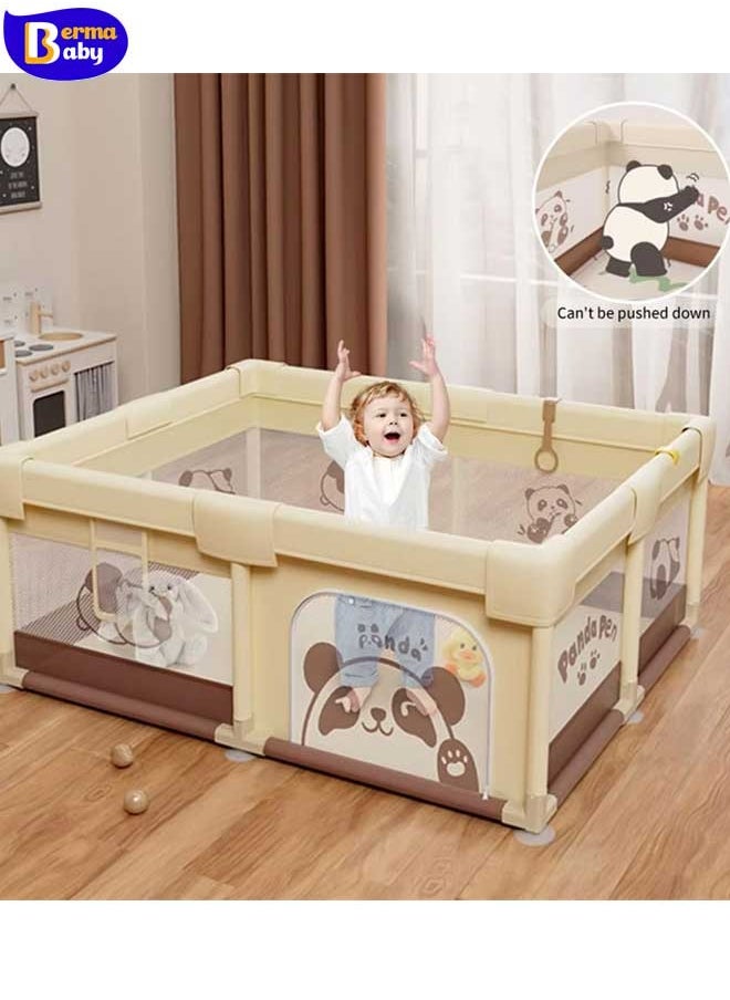 Berma Baby Baby Playpen with Mat-Baby and Toddler Fence 150 x 180cm Baby Fence Play Area Portable Children's Activity Centre Non-Slip Suction Cups and Soft Breathable (Leo)  - Image 5
