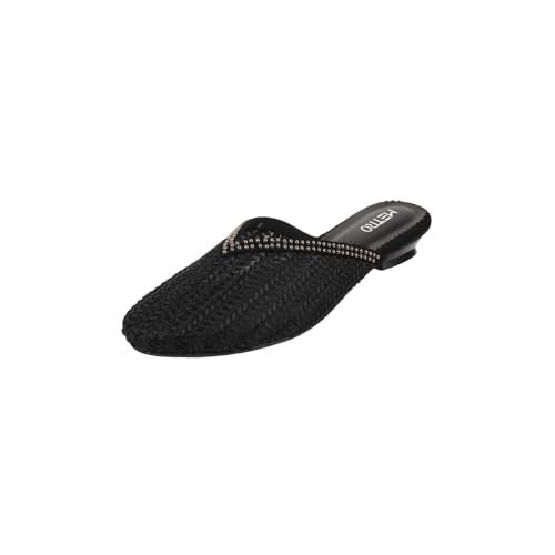 Metro Women Black Classic Comfortable Embellished Mules UK/5 EU/38 (35-1432) - Image 1