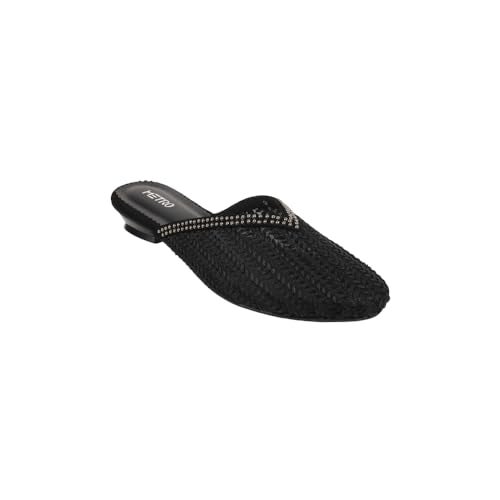 Metro Women Black Classic Comfortable Embellished Mules UK/5 EU/38 (35-1432) - Image 3