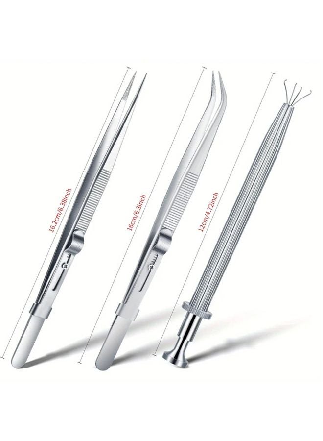 Straight Locking Tweezers Stainless Steel Jewelry Tool For Gemstones Diamond Holder - Image 4