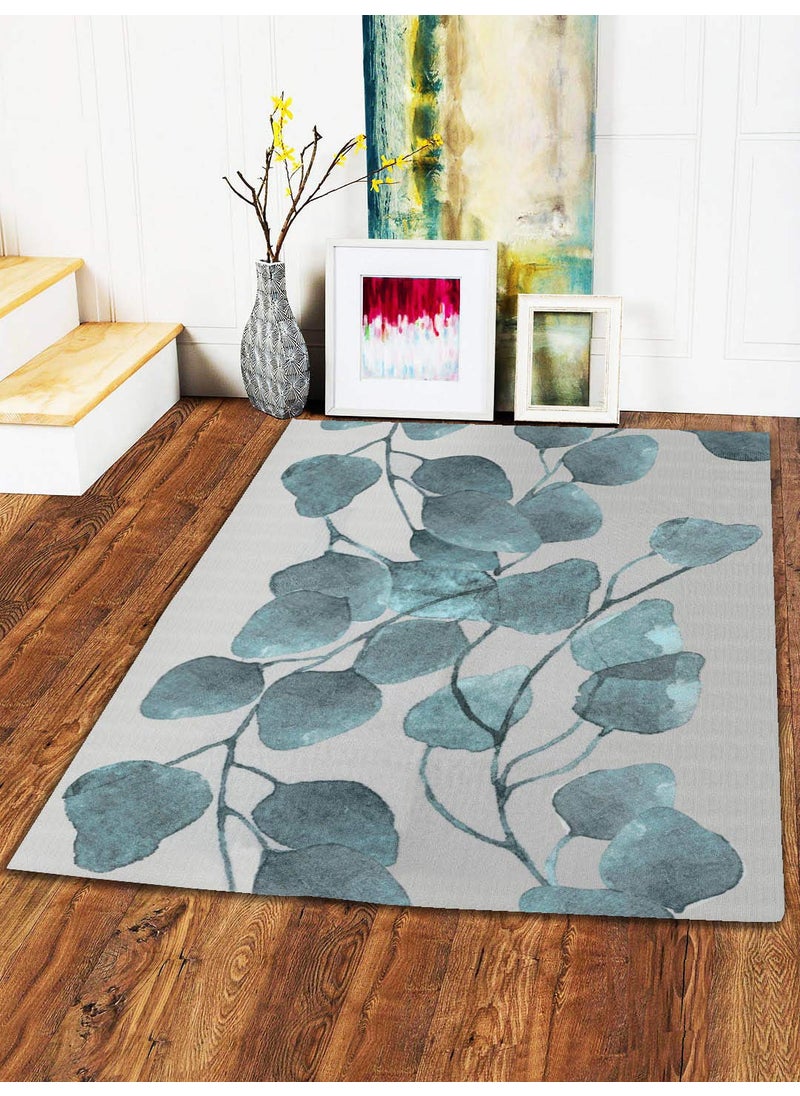 Status Contract Status Contract 3D Printed Perfect Home Rectangular Rugs Carpet for Living Area, Bedroom & Dining Table Rug Floor Carpet with Anti Slip Backing (4 X 6, Green Leaf, Polyester, Pack of 1)  - Image 1