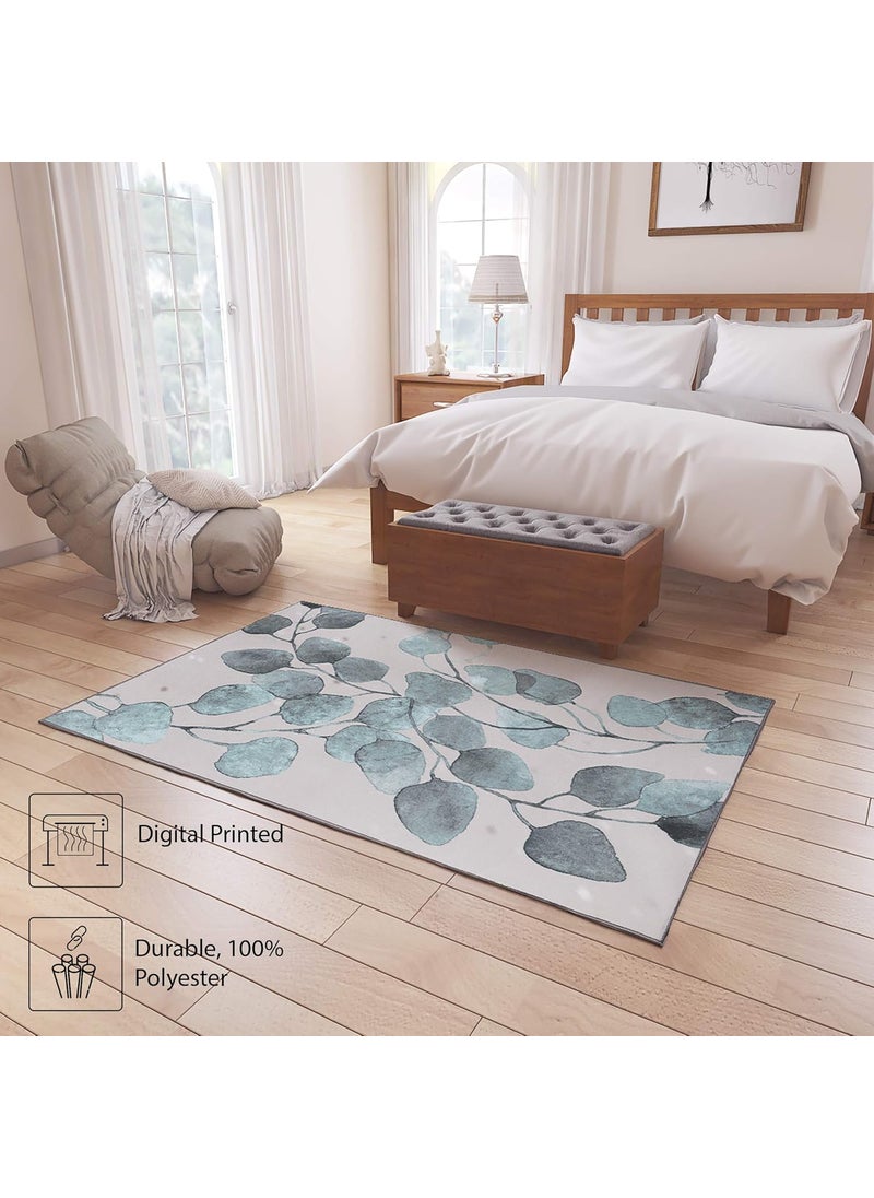 Status Contract Status Contract 3D Printed Perfect Home Rectangular Rugs Carpet for Living Area, Bedroom & Dining Table Rug Floor Carpet with Anti Slip Backing (4 X 6, Green Leaf, Polyester, Pack of 1)  - Image 2