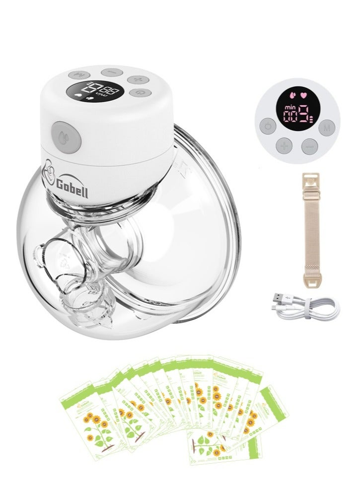 Gobell Portable & Wearable Electric Breast Pump Hands Free LED Display Plus Breastmilk Storage Bags - Image 1