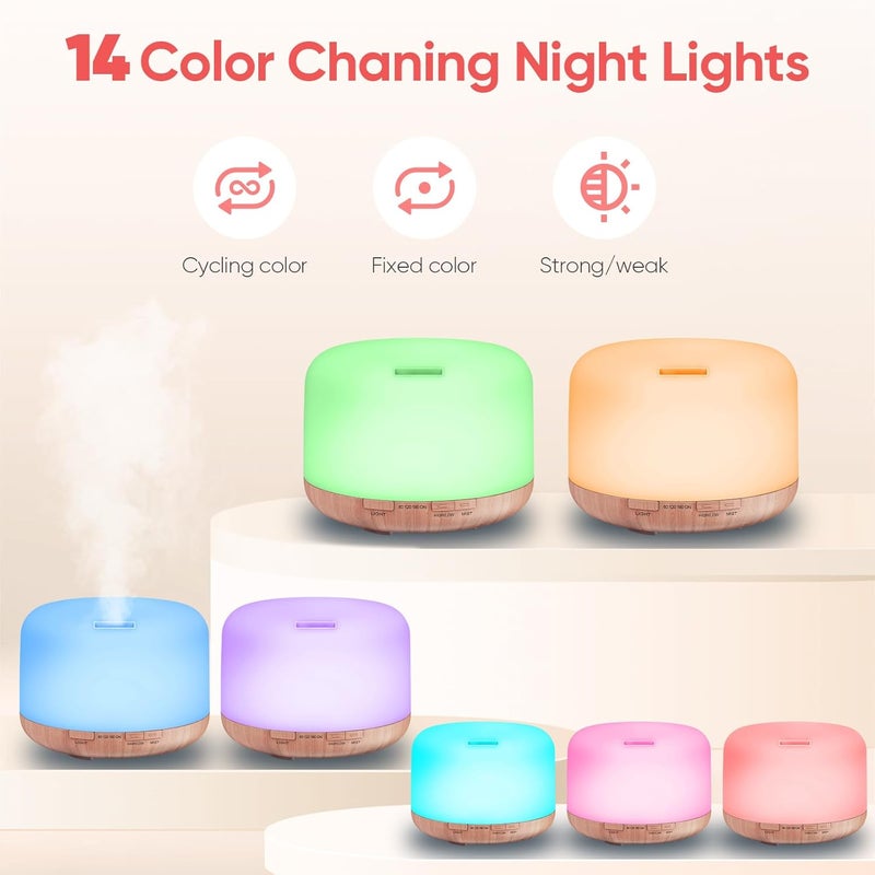 Kueh 500ml Essential Oil Diffuser with Bluetooth Speaker 5.0, Quiet Aromatherapy Mist Diffusers for Essential Oils, Ultrasonic Oil Diffuser with Remote Control, 7 Colors Light for Bedroom - Image 5