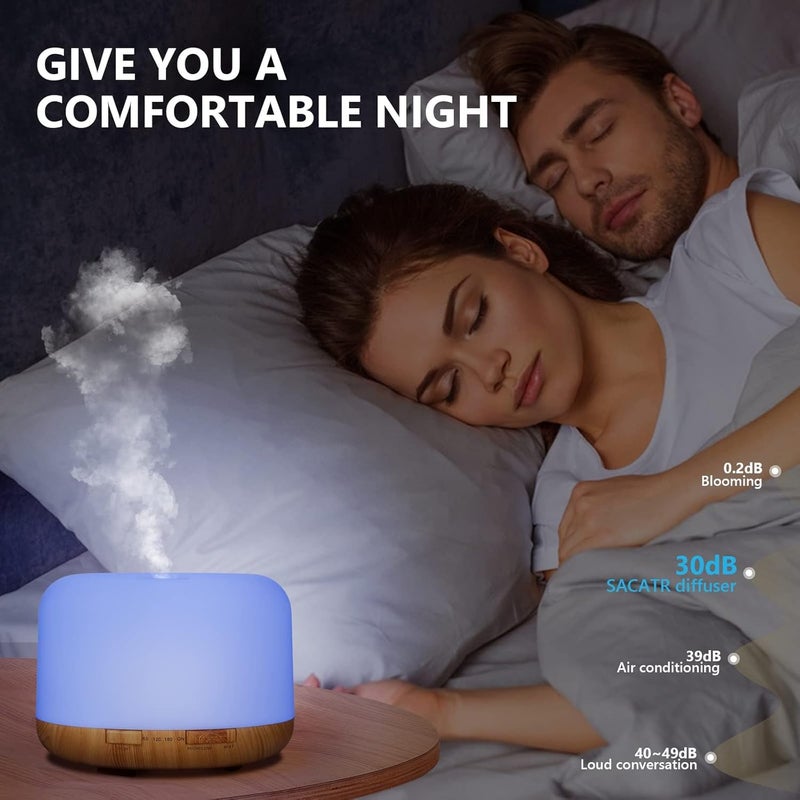 Kueh 500ml Essential Oil Diffuser with Bluetooth Speaker 5.0, Quiet Aromatherapy Mist Diffusers for Essential Oils, Ultrasonic Oil Diffuser with Remote Control, 7 Colors Light for Bedroom - Image 4