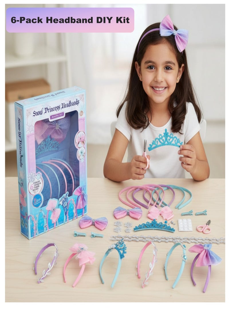 DIY Headband Making Kit for Girls-Create 6 Unique Icy Crowns with Gems, Pearls & Snowflakes,Arts and Crafts for Kids Ages 6+,Girls Hair Accessories for Kids, Craft Set for Frozen Themed Birthday Party Favors - Image 1
