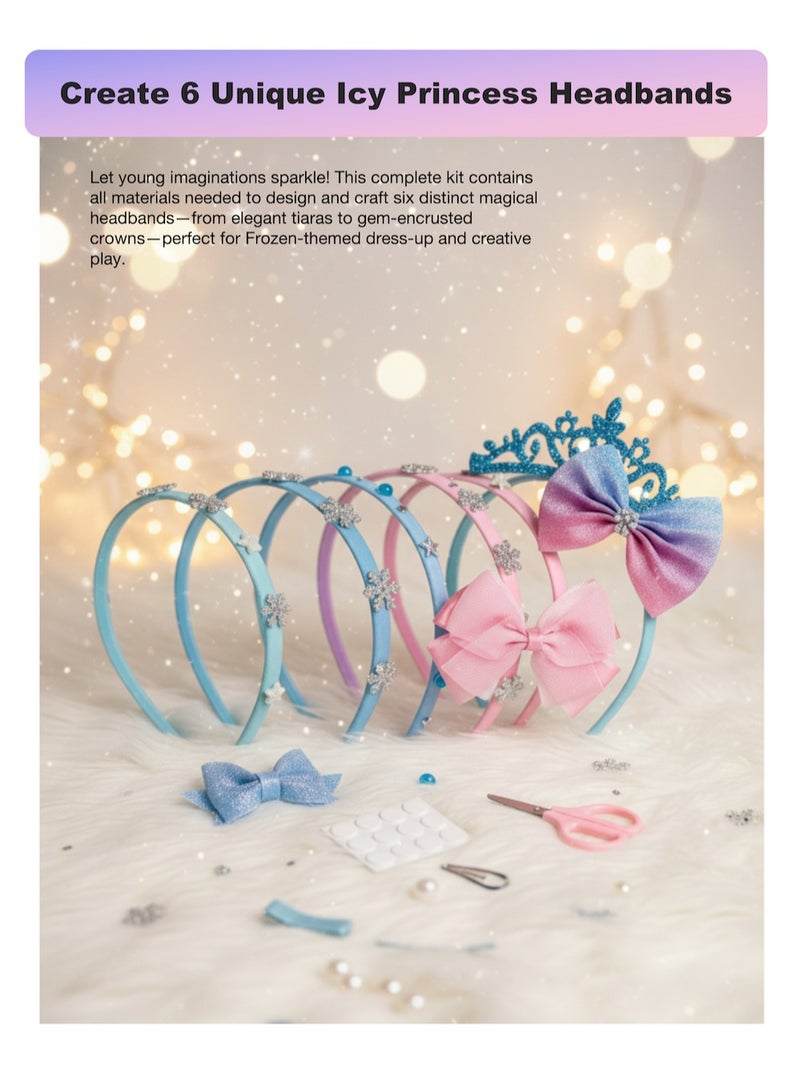 DIY Headband Making Kit for Girls-Create 6 Unique Icy Crowns with Gems, Pearls & Snowflakes,Arts and Crafts for Kids Ages 6+,Girls Hair Accessories for Kids, Craft Set for Frozen Themed Birthday Party Favors - Image 2